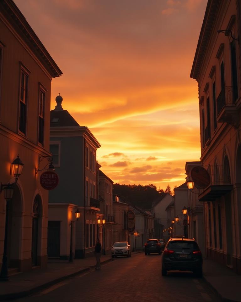 Cape Coast architecture at dusk